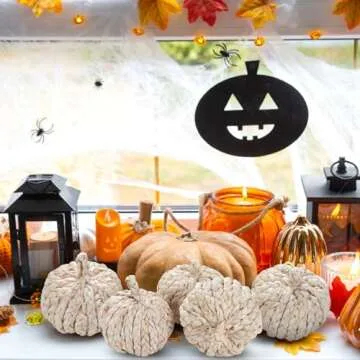 Colingmill 6 Pcs Fall Rattan Pumpkin Woven Cornpeel Pumpkin 4 Inch Braided Pumpkins Foam Woven Pumpkin Decor Artificial Pumpkins Handmade Harvest Mini Pumpkin Halloween Autumn Thanksgiving Table Decor