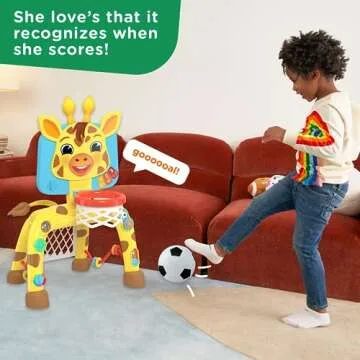 Move2Play, Giraffe Basketball Hoop & Soccer Goal Activity Center | 30+ Sounds & Lights | 1, 2, 3+ Year Old Gift & Birthday Present | 6, 12, 18, 24+ Month Toy For Baby, Toddler, Boys, & Girls
