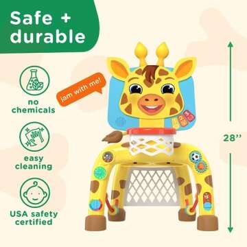 Move2Play, Giraffe Basketball Hoop & Soccer Goal Activity Center | 30+ Sounds & Lights | 1, 2, 3+ Year Old Gift & Birthday Present | 6, 12, 18, 24+ Month Toy For Baby, Toddler, Boys, & Girls
