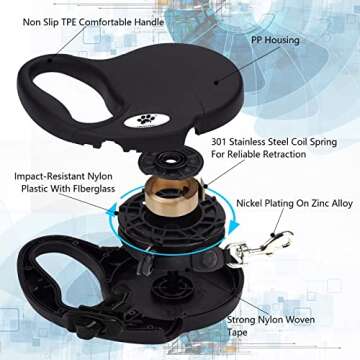 CROWN PAWS 13 ft Retractable Dog Leash for Dogs Up to 26 lbs