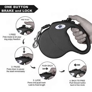 CROWN PAWS 13 ft Retractable Dog Leash for Dogs Up to 26 lbs