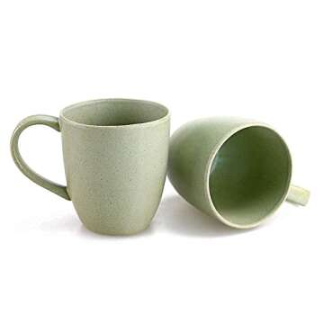STAR MOON Coffee Mugs 420ML Stoneware Coffee Cups Large Coffee Mug Ceramic Big Tea Mugs Porcelain Mugs, Microwave & Dishwasher Safe, Set of 2 (Jade)