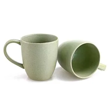 STAR MOON Coffee Mugs 420ML Stoneware Coffee Cups Large Coffee Mug Ceramic Big Tea Mugs Porcelain Mugs, Microwave & Dishwasher Safe, Set of 2 (Jade)