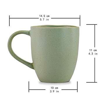 STAR MOON Coffee Mugs 420ML Stoneware Coffee Cups Large Coffee Mug Ceramic Big Tea Mugs Porcelain Mugs, Microwave & Dishwasher Safe, Set of 2 (Jade)