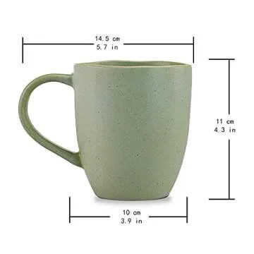 STAR MOON Coffee Mugs 420ML Stoneware Coffee Cups Large Coffee Mug Ceramic Big Tea Mugs Porcelain Mugs, Microwave & Dishwasher Safe, Set of 2 (Jade)