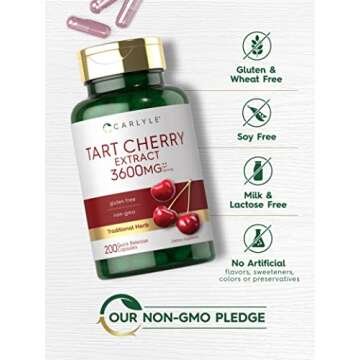 Carlyle Tart Cherry Extract Capsules | 200 Count | Non-GMO and Gluten Free Formula | Traditional Herb Supplement