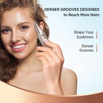 Facial Hair Remover Eyebrow Trimmer: Portable Rechargeable 2 in 1 Face Shaver for Women - Painless Electric Hair Removal Device for Face Eyebrows Peach Fuzz Lips with Light (Pearl White) (Rose Gold)