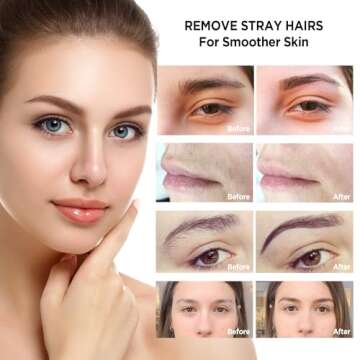 Facial Hair Remover Eyebrow Trimmer: Portable Rechargeable 2 in 1 Face Shaver for Women - Painless Electric Hair Removal Device for Face Eyebrows Peach Fuzz Lips with Light (Pearl White) (Rose Gold)