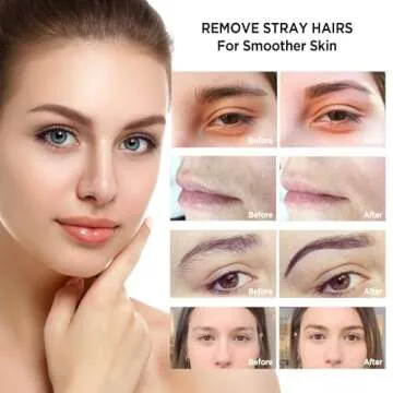 Facial Hair Remover Eyebrow Trimmer: Portable Rechargeable 2 in 1 Face Shaver for Women - Painless Electric Hair Removal Device for Face Eyebrows Peach Fuzz Lips with Light (Pearl White) (Rose Gold)