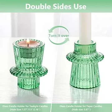 SPETYORT Glass Candle Holders Set of 3 - Candlesticks Holders for Tabletop Decoration Multipurpose Decorative Candle Holder for Pillar/Taper/Tealight Candles (Green, 3PCS)