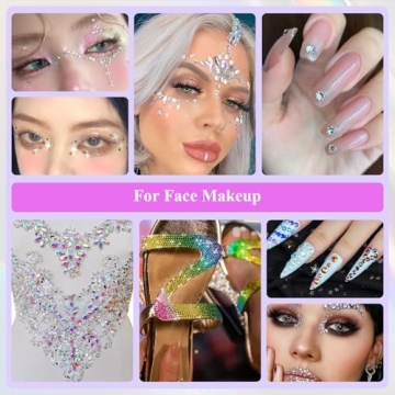 Umillars 5 Boxes Colorful Nail Gems Rhinestones Kit