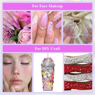 Umillars 5 Boxes Colorful Nail Gems Rhinestones Kit