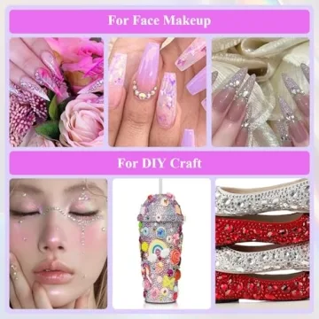 Umillars 5 Boxes Colorful Nail Gems Rhinestones Kit