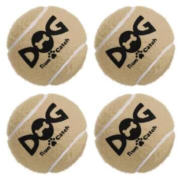 insum Squeaky Tennis Balls for Dogs Colorful Easy Catching Pet Dog Balls 4 Pack (2.5inch-Brown)