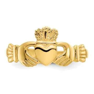 14k Yellow Gold Ladies Claddagh Ring Celtic Fine Jewelry For Women Gifts For Her
