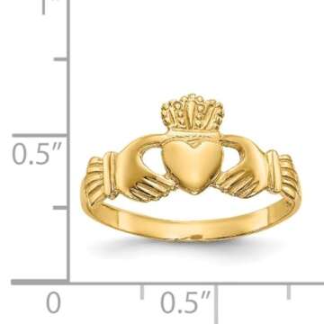 14k Yellow Gold Ladies Claddagh Ring Celtic Fine Jewelry For Women Gifts For Her