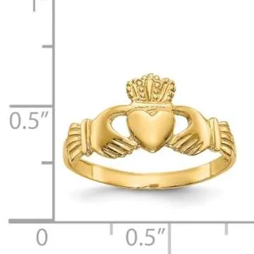 14k Yellow Gold Ladies Claddagh Ring Celtic Fine Jewelry For Women Gifts For Her