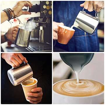 Milk Frothing Pitcher 20oz（600ml）Stainless Steel Steaming Pitchers for Espresso Machine Milk Coffee Cappuccino Latte Art Milk Jug Cup