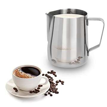 Milk Frothing Pitcher 20oz（600ml）Stainless Steel Steaming Pitchers for Espresso Machine Milk Coffee Cappuccino Latte Art Milk Jug Cup
