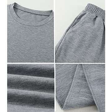 Fixmatti Ladies 2 Piece Jogger Set Casual Sweatshirt with Sweatpants Sweatsuit Solid Tracksuit Dark Grey 2XL