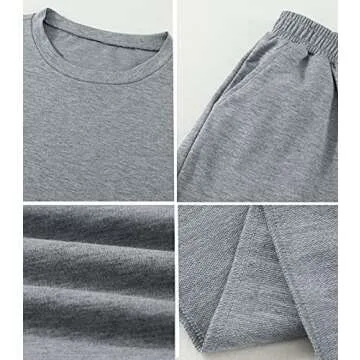 Fixmatti Ladies 2 Piece Jogger Set Casual Sweatshirt with Sweatpants Sweatsuit Solid Tracksuit Dark Grey 2XL