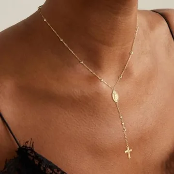 plucar Cross Necklace for Women - Elegant Gold Layered Necklaces