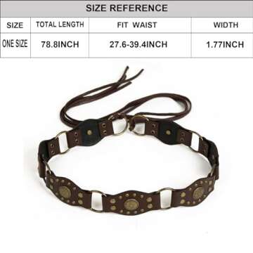 ILuvatar Women's tassel knotted belt PU belt women's Bohemian style rivet belt Punk knotted waist ro...