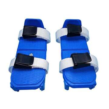 Linwood Bob Skates - Adjustable Strap on Two Runner ice Skates (Blue)