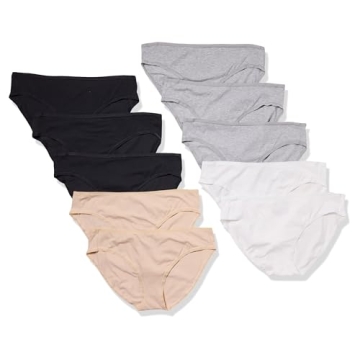 Amazon Essentials Women's Cotton Bikini Brief Underwear Pack of 10 in Stylish Colors