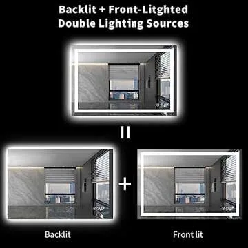 LOAAO 48X32 LED Bathroom Mirror with Lights, Anti-Fog, Dimmable, Backlit + Front Lit, Lighted Bathroom Vanity Mirror for Wall, Memory Function, Tempered Glass (Safe to Use)