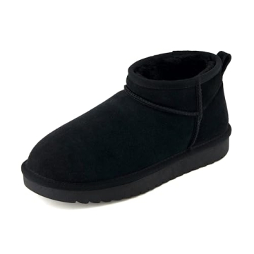CUSHIONAIRE Women's Hip 2 Genuine Suede Ankle Snow Boots - Pull-On with Cozy Faux Shearling Lining, +Memory Foam
