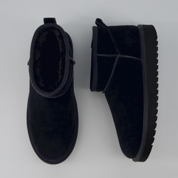 CUSHIONAIRE Women's Hip 2 Genuine Suede Ankle Snow Boots - Pull-On with Cozy Faux Shearling Lining, +Memory Foam