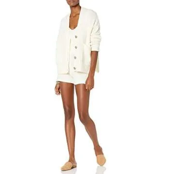 The Drop Women's Adrienne Cotton Blend Pull-On Sweater Short, Whisper White, S