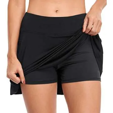 Fulbelle Black Skirt, Womens Tennis Skirts Golf Skorts Skirts for Women with Pockets High Waisted Yoga Athletic Skorts Quick Dry Casual Summer Medium