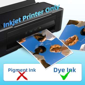 Uinkit 100 Sheets Inkjet Photo Paper Glossy 8.5x11 48lb Dye Ink 180Gsm Professional Photographic Paper Letter Size 8.5mil Instant Dry Suitable for All Dye Ink Printers