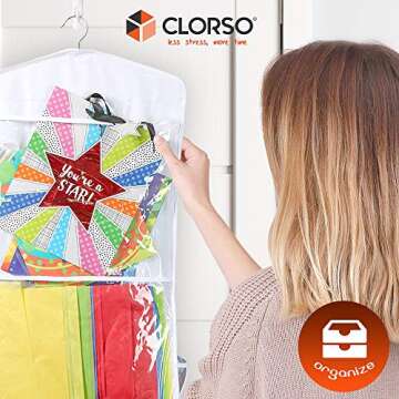 Clorso Wrapping Paper Storage And Gift Bag Storage Organizer - Extra Large Double-Sided 40 Inch Hanging Gift Wrapping Organizer Storage, Home Organization
