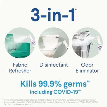 Clorox Disinfecting Mist, Lemongrass Mandarin, Household Essentials, 3 Refills, 16 Fl Oz Each