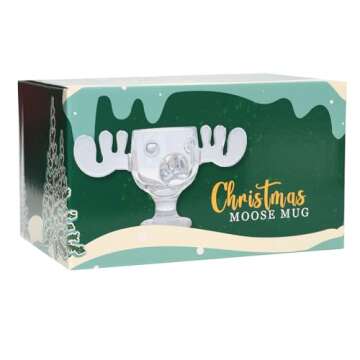 Glass 8oz Christmas Moose Mug Goblet