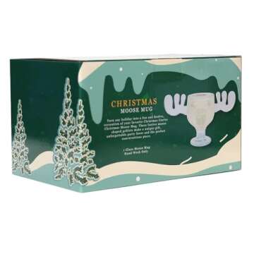 Glass 8oz Christmas Moose Mug Goblet