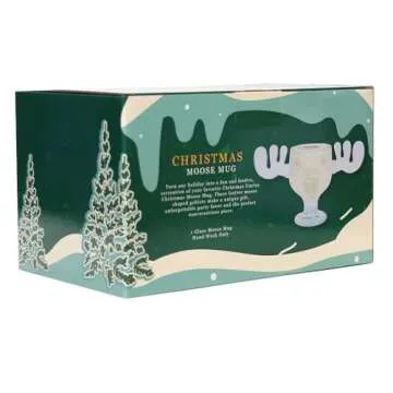 Glass 8oz Christmas Moose Mug Goblet