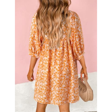 Dokotoo Summer Dresses V Neck Drawstring Boho Style