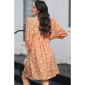 Dokotoo Summer Dresses V Neck Drawstring Boho Style