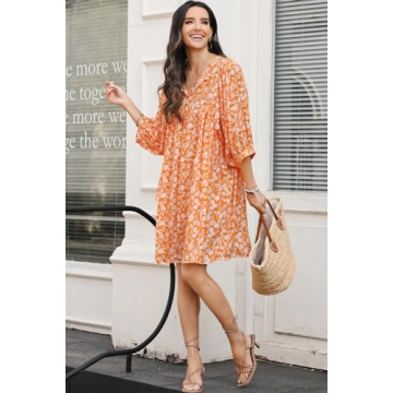 Dokotoo Summer Dresses V Neck Drawstring Boho Style