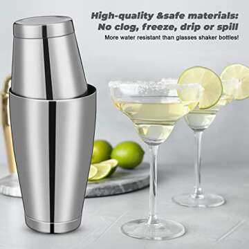 Sabary 6 Pcs Cocktail Shakers Professional Bar Shaker Boston Set Stainless Steel Martini Drink Mixer Basic Tool Weighted Shake Metal Can Cocktail Shaker Set, 18 Oz, 28 oz(Silver)
