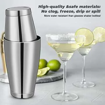 Sabary 6 Pcs Cocktail Shakers Professional Bar Shaker Boston Set Stainless Steel Martini Drink Mixer Basic Tool Weighted Shake Metal Can Cocktail Shaker Set, 18 Oz, 28 oz(Silver)