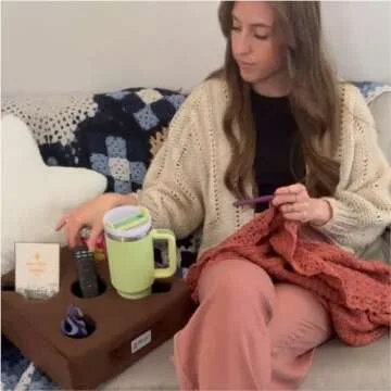 The ORIGINAL Cup Cozy Pillow Gray-As Seen on TV-The World's Best Couch/Bed/Car Cup Holder for Drinks/Snacks/Remotes! (Brown, 5 Hole)