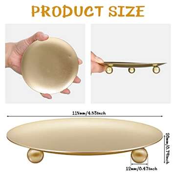 8 Pieces Wedding Candle Holder Candle Plate Metal Pillar Candle Holder 4.5 Inch Candle Holders for P...