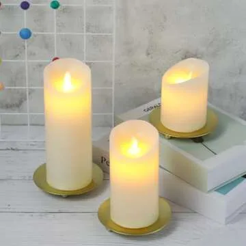 8 Pieces Wedding Candle Holder Candle Plate Metal Pillar Candle Holder 4.5 Inch Candle Holders for Pillar Candles Wedding Dinner Party Decoration (Gold,8 Pieces)