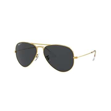 Ray-Ban RB3025 Classic Aviator Sunglasses, Legend Gold/Polarized Black, 58 mm