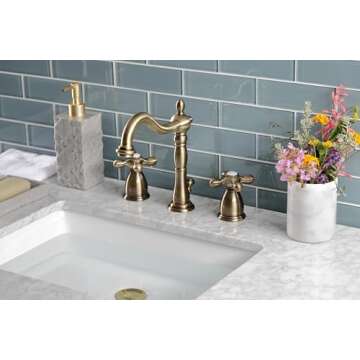 Kingston Brass KB1973AX 8 in. Widespread Bathroom Faucet, Antique Brass